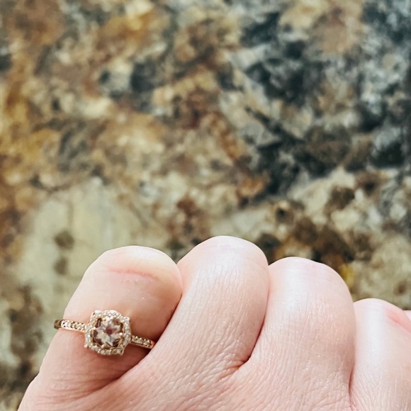 NEW Genuine Morganite & Diamond Ring 14K Rose Gold Size 7 - Picture 9 of 9